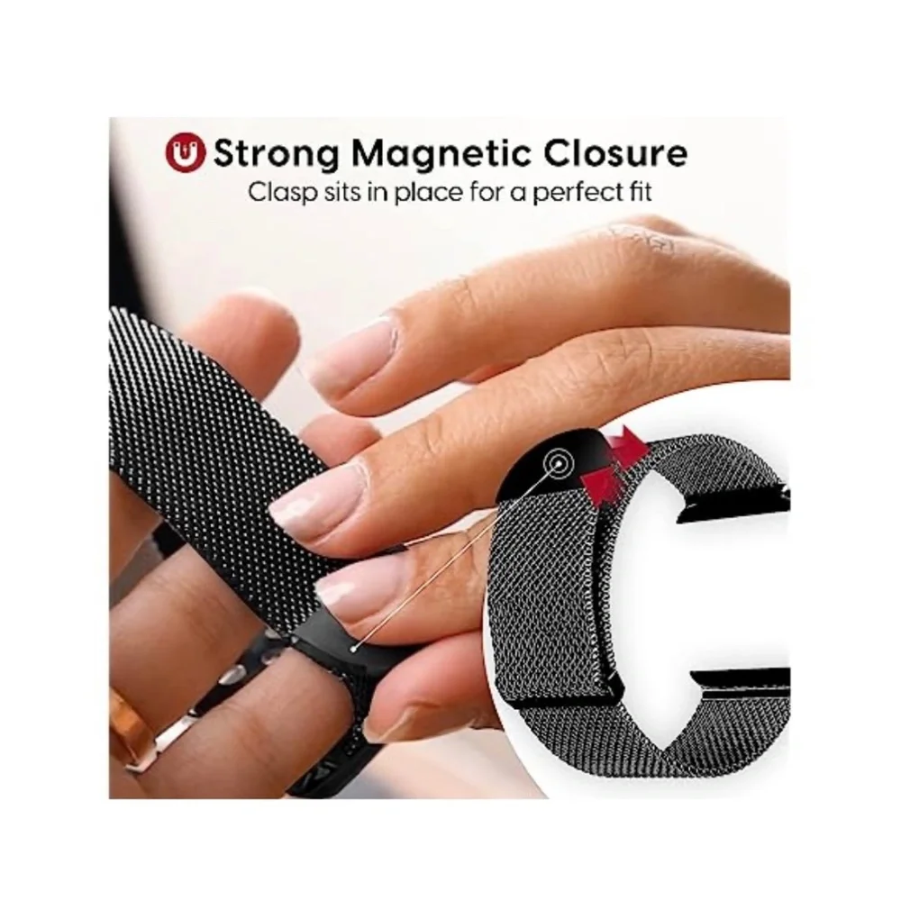 TALK WORKS Stainless Steel Mesh Loop Watch Band for Apple Watch Magnetic Closure